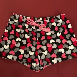 Women’s fleece Pillow Talk pajama heart shorts size large